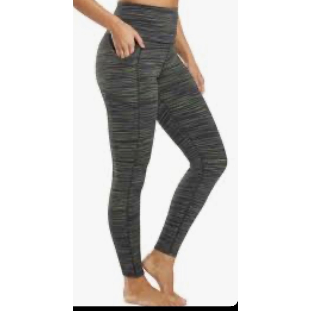 Prana Womens Space Dye High Waisted Yoga Leggings Green-Blue - Large